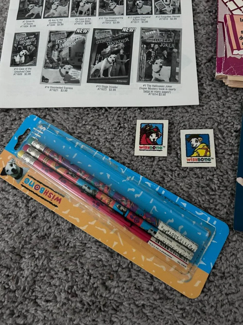 Vintage Wishbone Dog Lot Pencils Stickers Catalog Coloring Book
